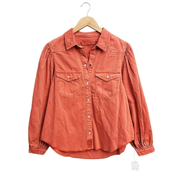 NWT Free People With Love Denim Button Front Top - Picture 2 of 6